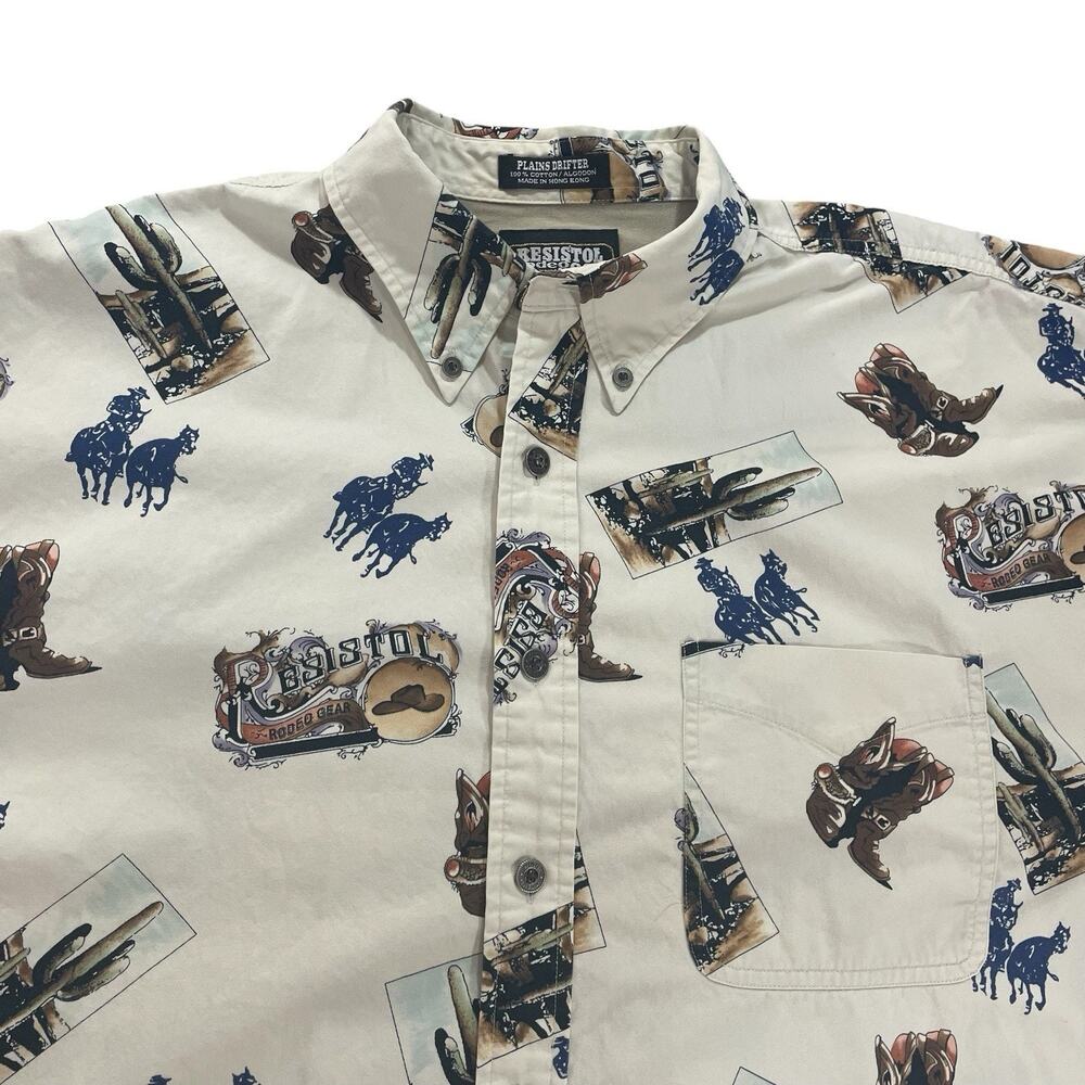 Vintage Resistol Rodeo Gear Plains Drifter Button Down Shirt Mens XL Long Sleeve